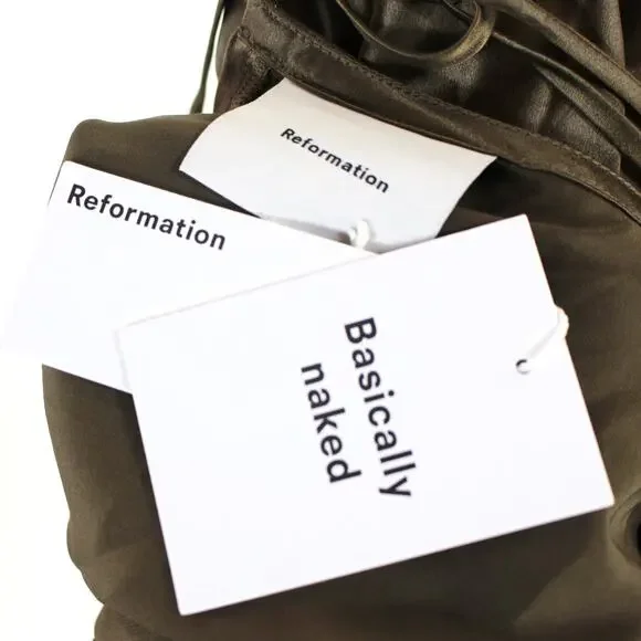 Reformation Morel Brown Anaiis Silk Dress High Neck Open Back Maxi Dress Size 6 - Picture 7 of 7